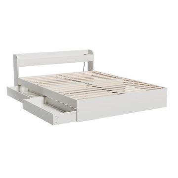 Artiss Bed Frame Double Size Mattress Base wtih Charging Ports 2 Storage Drawers - RnR Galore