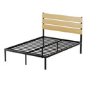 Artiss Bed Frame Double Size Metal Base Mattress Platform Foundation Black PAULA - RnR Galore