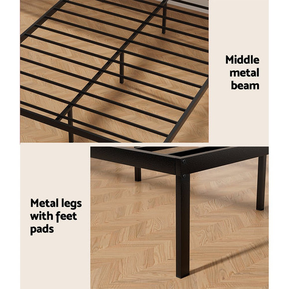 Artiss Bed Frame Double Size Metal Base Mattress Platform Foundation Black PAULA - RnR Galore