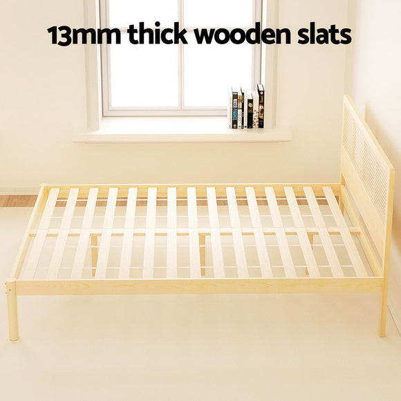 Artiss Bed Frame Double Size Rattan Wooden RITA - RnR Galore
