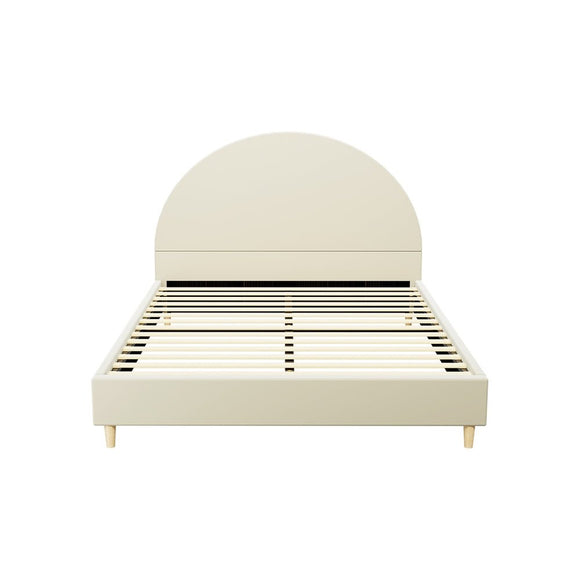 Artiss Bed Frame Double Size Velvet Cream ELLA - RnR Galore