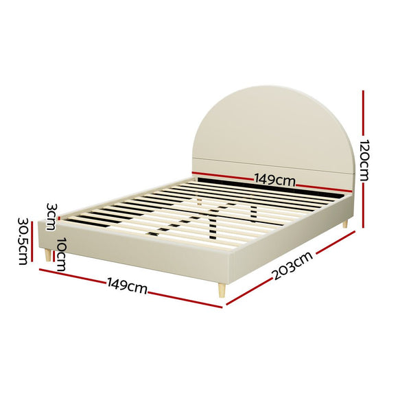 Artiss Bed Frame Double Size Velvet Cream ELLA - RnR Galore