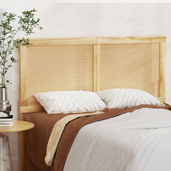 Artiss Bed Frame Double Size with Rattan Headboard Wooden Bed Base BRUNO - RnR Galore