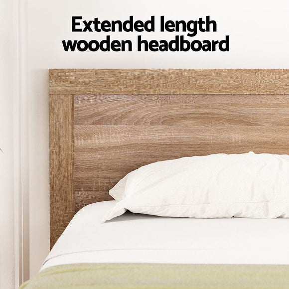 Artiss Bed Frame Double Size Wooden Acacia Wood OATMEAL - RnR Galore