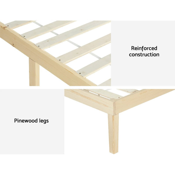 Artiss Bed Frame Double Size Wooden Base Mattress Platform Timber Pine BRUNO - RnR Galore