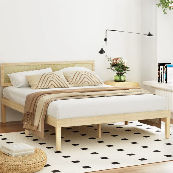 Artiss Bed Frame Double Size Wooden Base Mattress Platform Timber Pine YUMI - RnR Galore