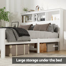 Artiss Bed Frame Double Size Wooden with 3 Shelves Bed Head White - RnR Galore