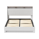 Artiss Bed Frame Gas Lift LED Beds Base Platform White PVC Leather Storage Headboard - Queen - RnR Galore