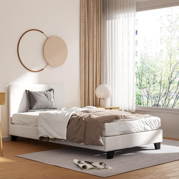 Artiss Bed Frame King Single Size Boucle Fabric Mattress Base Platform Wooden - RnR Galore