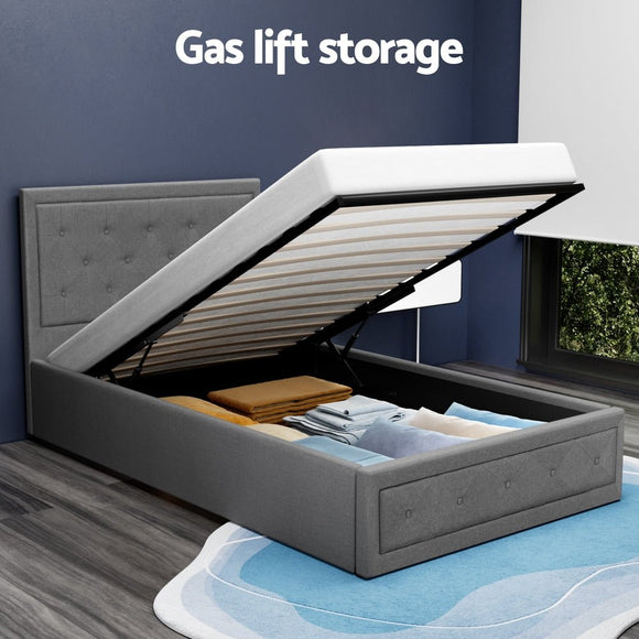 Artiss Bed Frame King Single Size Gas Lift Mattress Base with Storage Fabric - RnR Galore