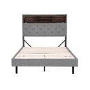 Artiss Bed Frame King Single Size LED Mattress Base Platform with Storage Shelf Hidden Storage Box Grey - RnR Galore