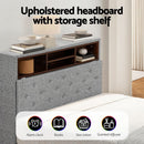 Artiss Bed Frame King Single Size LED Mattress Base Platform with Storage Shelf Hidden Storage Box Grey - RnR Galore
