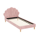 Artiss Bed Frame King Single Size Scallop - Shape Bedhead Beds Base Pink Velvet Fabric - RnR Galore