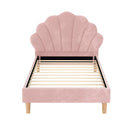 Artiss Bed Frame King Single Size Scallop - Shape Bedhead Beds Base Pink Velvet Fabric - RnR Galore