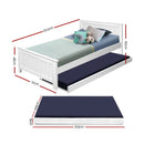 Artiss Bed Frame King Single Size Wooden Trundle Daybed White ELVIS - RnR Galore