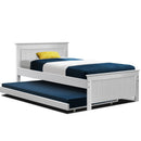 Artiss Bed Frame King Single Size Wooden Trundle Daybed White ELVIS - RnR Galore