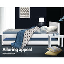 Artiss Bed Frame King Single Size Wooden Trundle Daybed White ELVIS - RnR Galore