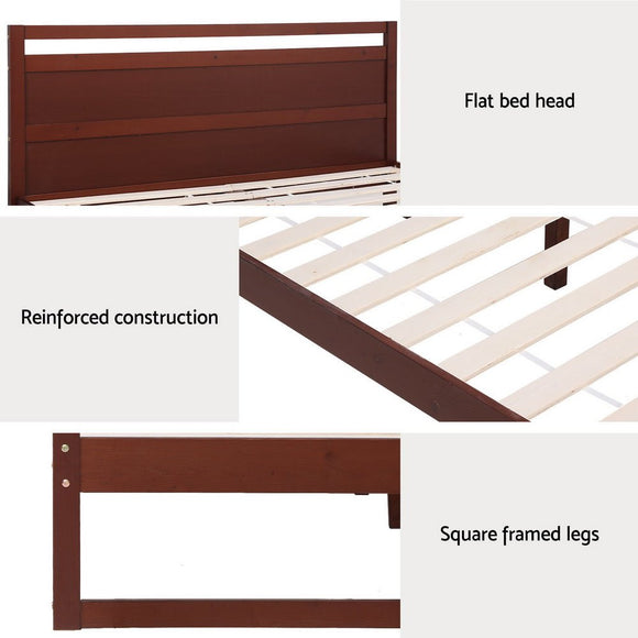 Artiss Bed Frame King Single Size Wooden Walnut WITTON - RnR Galore