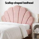 Artiss Bed Frame King Single with Bedside Table Set Scallop Headboard Pink Velvet Fabric Beds Base - RnR Galore