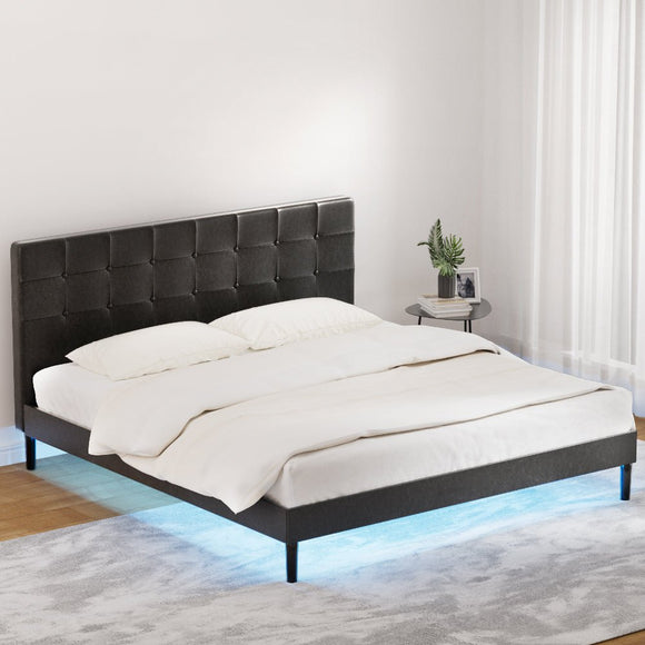 Artiss Bed Frame King Size LED Black RAVI - RnR Galore