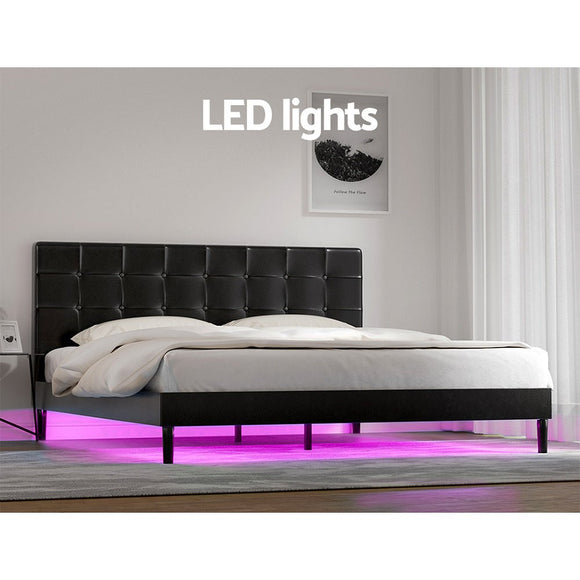 Artiss Bed Frame King Size LED Black RAVI - RnR Galore