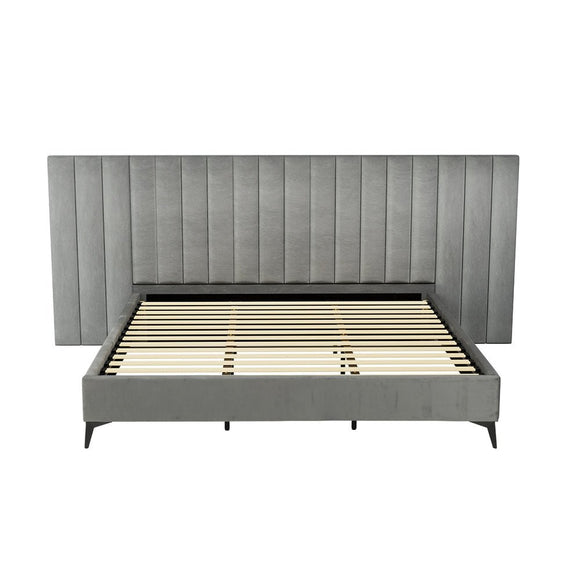 Artiss Bed Frame King Size Velvet Grey LOTT - RnR Galore