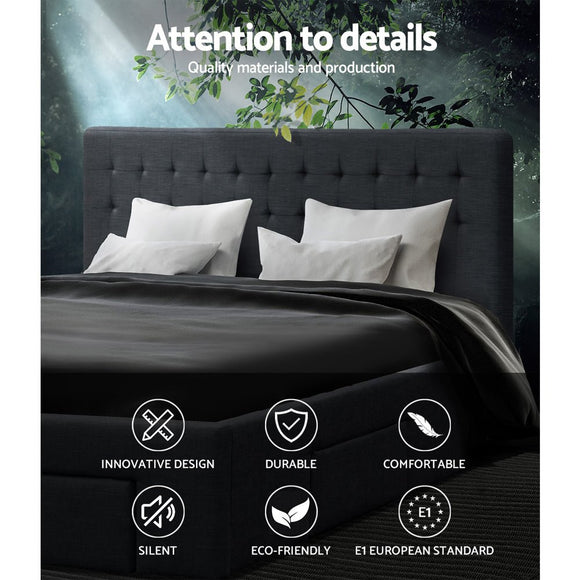 Artiss Bed Frame King Size with 4 Drawers Charcoal AVIO - RnR Galore