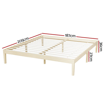 Artiss Bed Frame King Size Wooden Base Mattress Platform Timber Pine BRUNO - RnR Galore