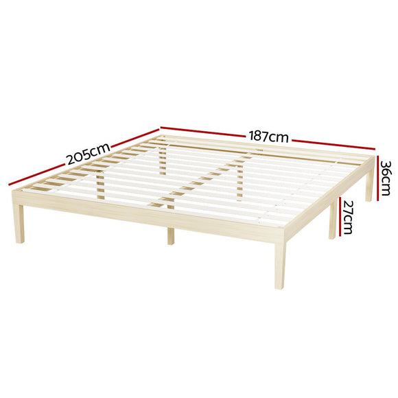 Artiss Bed Frame King Size Wooden Base Mattress Platform Timber Pine BRUNO - RnR Galore