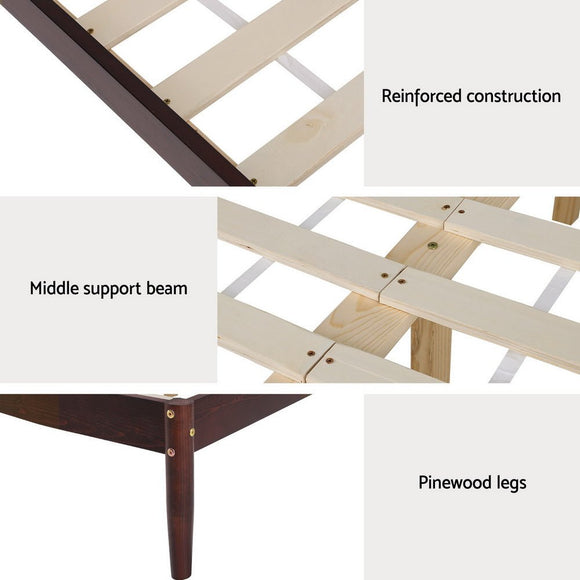 Artiss Bed Frame King Size Wooden Base Mattress Platform Timber Walnut VISE - RnR Galore