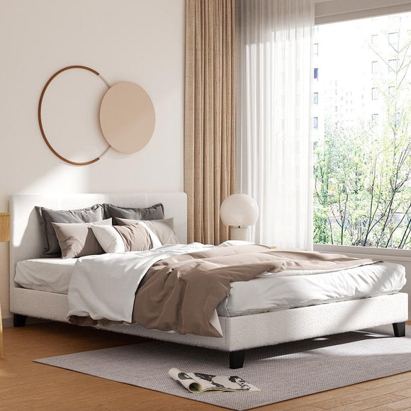 Artiss Bed Frame Queen Size Boucle Fabric Mattress Base Platform Wooden - RnR Galore