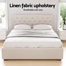 Artiss Bed Frame Queen Size Gas Lift Beige VILA - RnR Galore
