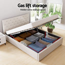 Artiss Bed Frame Queen Size Gas Lift Beige VILA - RnR Galore