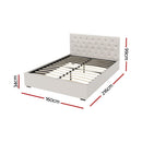 Artiss Bed Frame Queen Size Gas Lift Beige VILA - RnR Galore