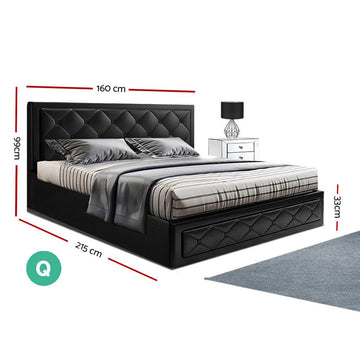 Artiss Bed Frame Queen Size Gas Lift Black TIYO - RnR Galore