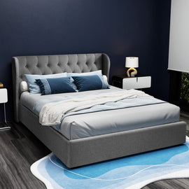 Artiss Bed Frame Queen Size Gas Lift Grey ISSA - RnR Galore