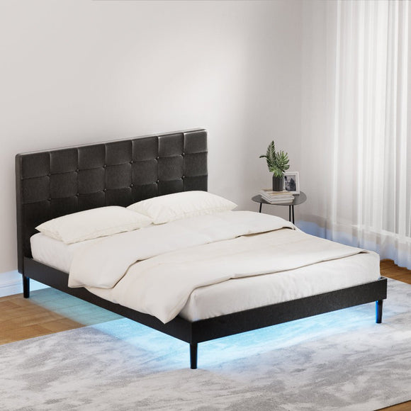 Artiss Bed Frame Queen Size LED Black RAVI - RnR Galore