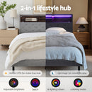 Artiss Bed Frame Queen Size LED Mattress Base Platform with Storage Shelf Hidden Storage Box Grey - RnR Galore