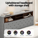 Artiss Bed Frame Queen Size LED Mattress Base Platform with Storage Shelf Hidden Storage Box Grey - RnR Galore