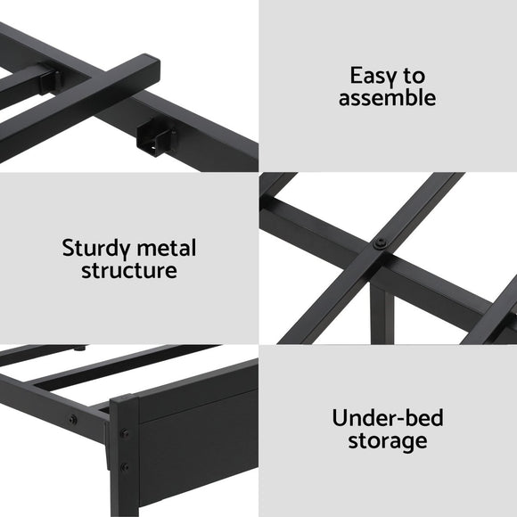 Artiss Bed Frame Queen Size LED Metal Bed Base with Charging Station - RnR Galore