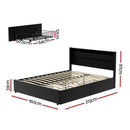 Artiss Bed Frame Queen Size LED with 4 Drawers Black DUNN - RnR Galore