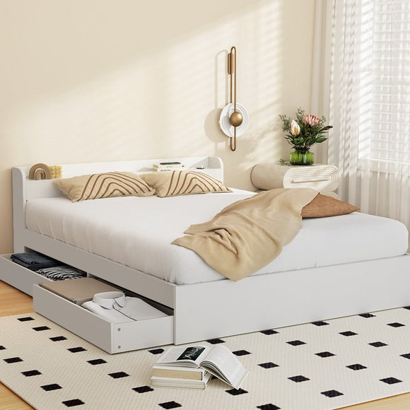 Artiss Bed Frame Queen Size Mattress Base wtih Charging Ports 2 Storage Drawers - RnR Galore