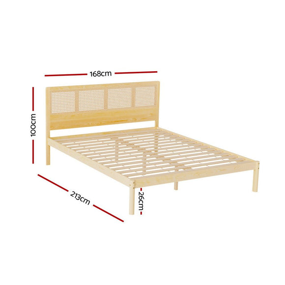 Artiss Bed Frame Queen Size Rattan Wooden RITA - RnR Galore