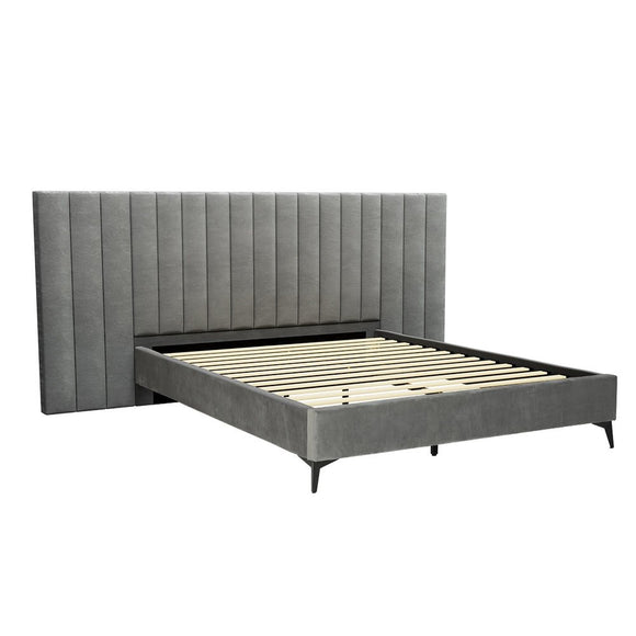Artiss Bed Frame Queen Size Velvet Grey LOTT - RnR Galore