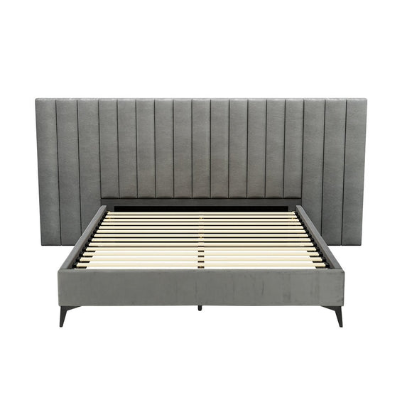 Artiss Bed Frame Queen Size Velvet Grey LOTT - RnR Galore