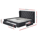 Artiss Bed Frame Queen Size with 4 Drawers Charcoal MILA - RnR Galore