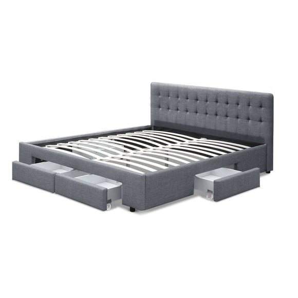 Artiss Bed Frame Queen Size with 4 Drawers Grey AVIO - RnR Galore