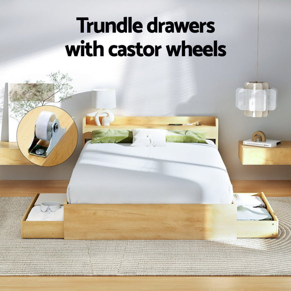 Artiss Bed Frame Queen Size with Charging Ports and 2 Drawers AURA - RnR Galore