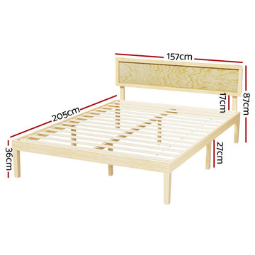 Artiss Bed Frame Queen Size Wooden Base Mattress Platform Timber Pine YUMI - RnR Galore