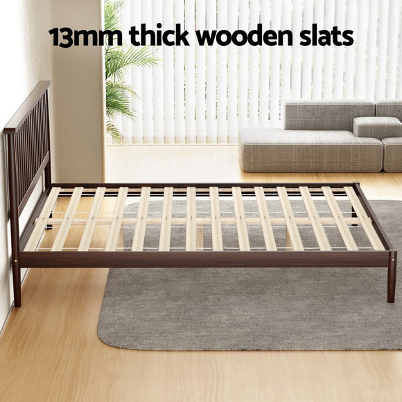 Artiss Bed Frame Queen Size Wooden Base Mattress Platform Timber Walnut VISE - RnR Galore